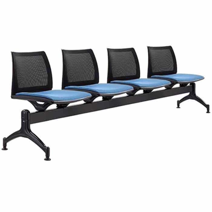 Neo Mesh Back 4 Seater Beam Seat with Optional Upholstered Seat Pads