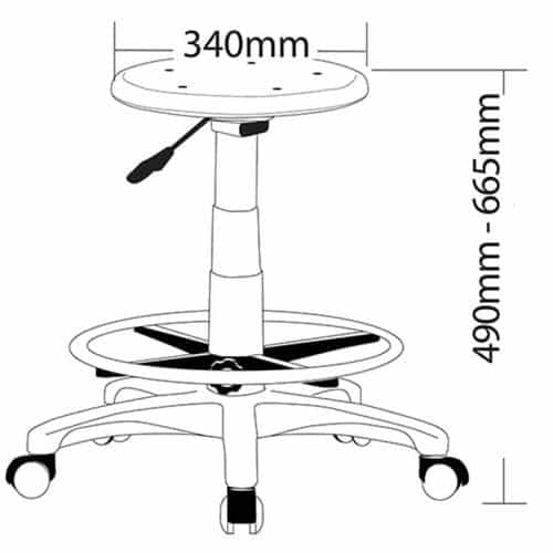 Sado Industrial Drafting Stool, Dimensions