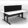 Space System 2 Back to Back Desks, Black Base with Natural White Tops and 1 Integral Express Screen Divider