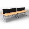 Space System 4 Back to Back Desks, Silver Base with Beech Tops and 2 Integral Express Screen Dividers