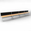 Space System 4 Inline Desks, Silver Base with Beech Tops and 4 Integral Express Screen Dividers