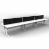 Space System 6 Back to Back Desks, White Base with Natural White Tops and 3 Integral Express Screen Dividers