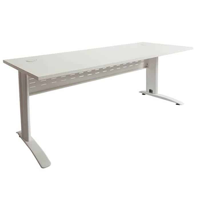 Space System Desk, Natural White Desk Top White Base