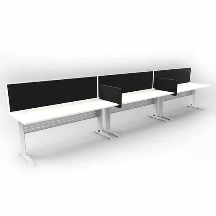 Space System Desks Fitted with Optional Integral Slide-On Desk Dividers