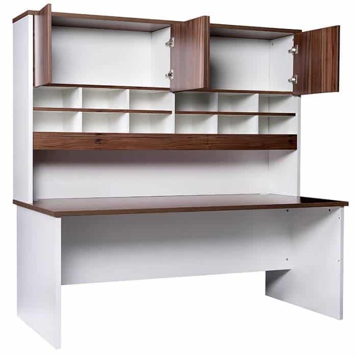 Aspect Sliding Door Credenza and Hutch with Doors - Open