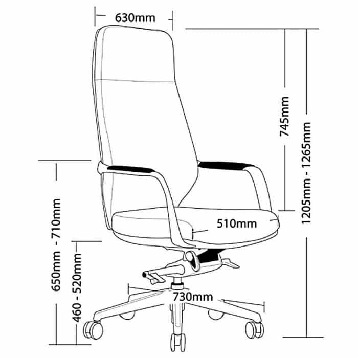 Detroit High Back Chair Dimensions