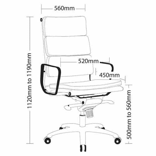 Elite High Back Chair, Dimensions