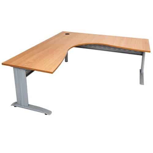 Space System Corner Workstation Beech Desk Top Silver Base