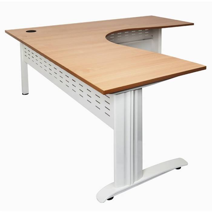 Space System Corner Workstation, Beech Top White Base