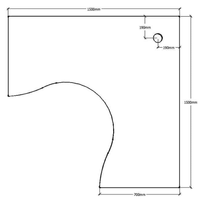 Corner Workstation Desk Top, Dimensions - 1500mm x 1500mm