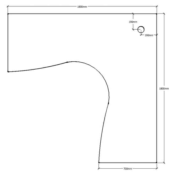 Corner Workstation Desk Top, Dimensions - 1800mm x 1800mm