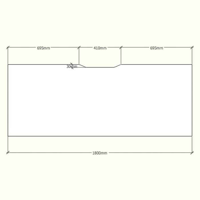 Straight Desk Top with Scalloped Edge, Dimensions - 1800mm x 700mm