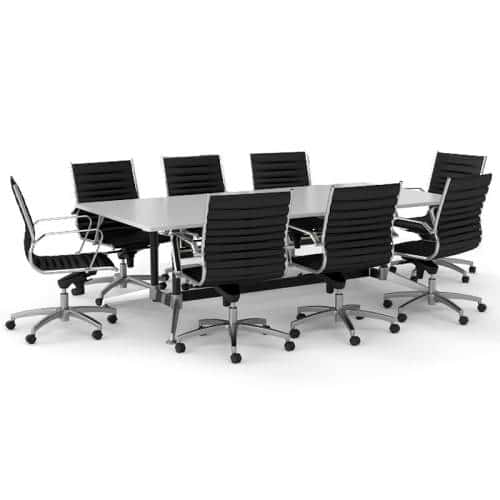 Tessa 2400mm x 1200mm Meeting Table and 8 Heron Medium Back Chairs (alternative chairs shown in the image)