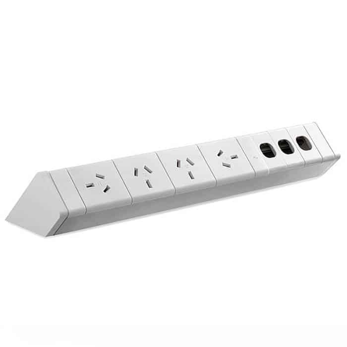 Energy Desk Top Power Rail, 4 Power Outlets and Space for 3 Data Outlets