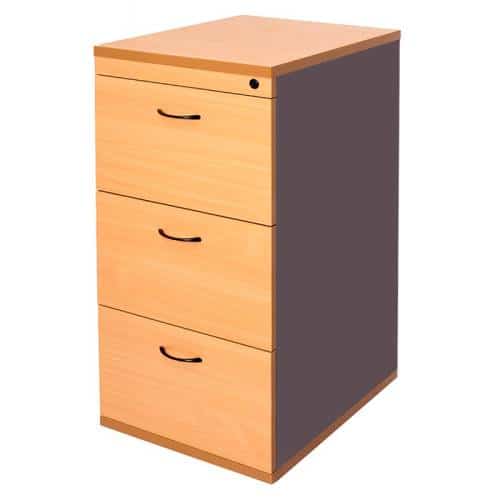 Function 3 Drawer Filing Cabinet, Beech and Ironstone Colours
