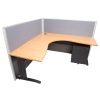 Space System Corner Workstation (Beech Desk Top), with 1250mm High Grey Screen Dividers