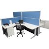 Space System Corner Workstation with Blue Screen Dividers - 1650mm and 1250mm