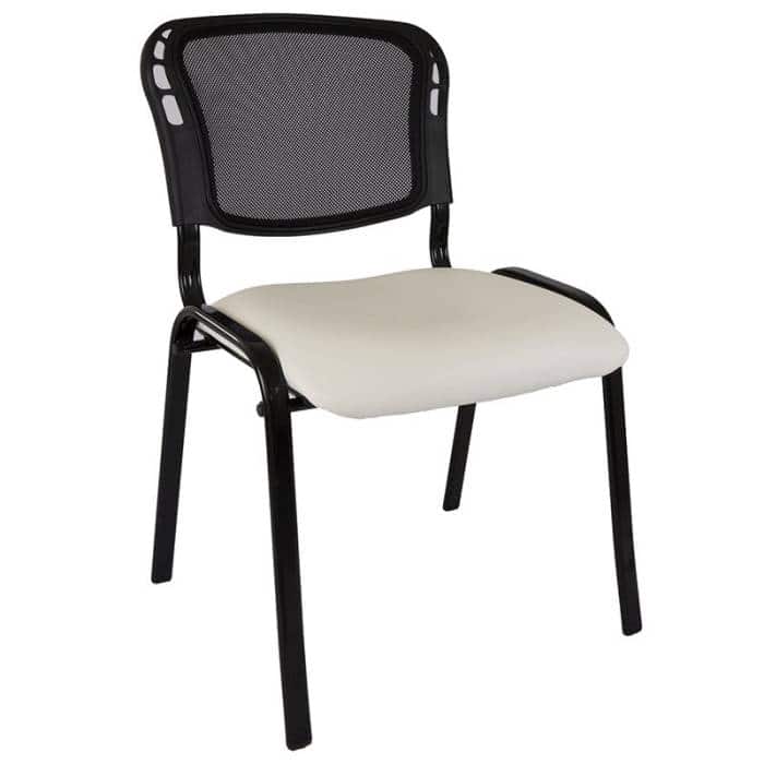 Macleay Mesh Back Visitor Chair, White Vinyl Seat
