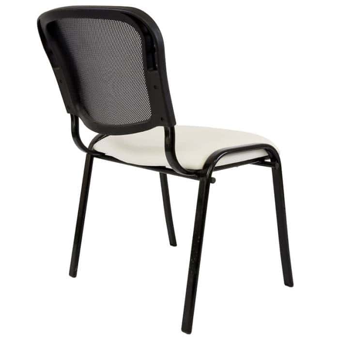 Macleay Mesh Back Visitor Chair, White Vinyl Seat, Rear View