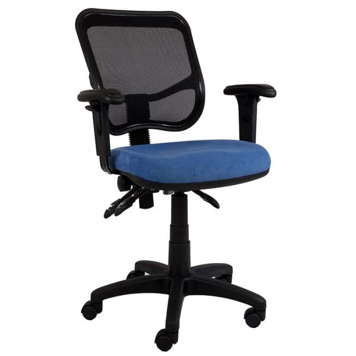 Stradbroke High Mesh Back Task Chair with Arms, Blue Seat Fabric