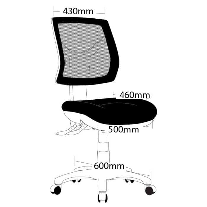 Flo Medium Back Chair, Dimensions