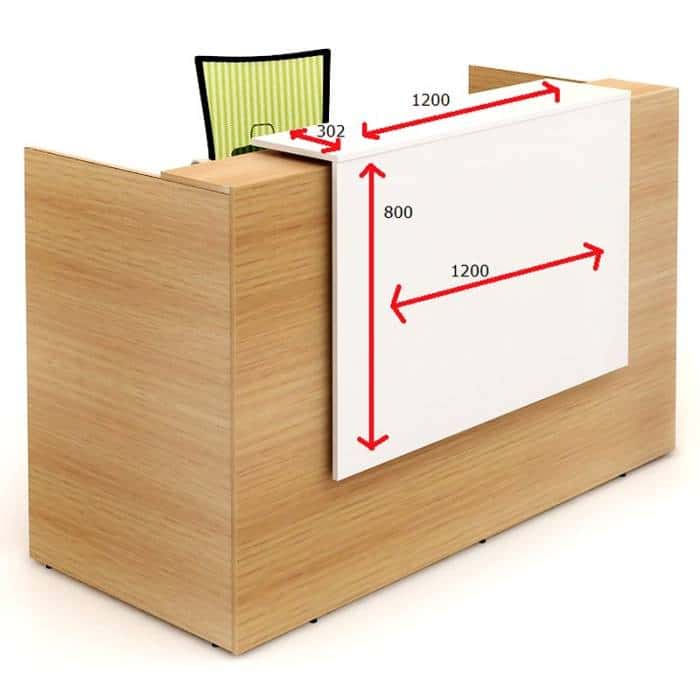 Florence Beech Reception Desk, Dimensioned