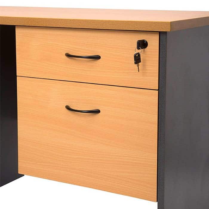 Function Fixed Drawer Unit, 1 Personal + 1 Deep File Drawer, Beech and Ironstone Colours