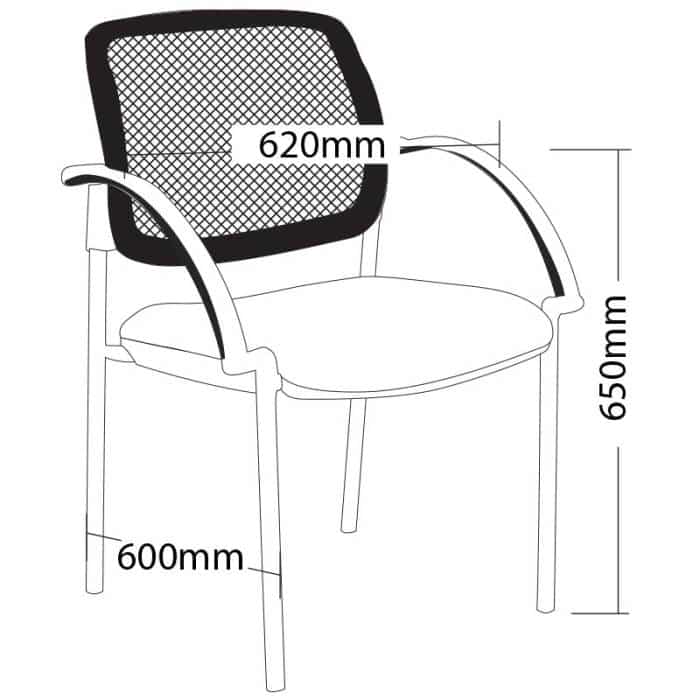 Gamma 4 Leg Chair with Arms, Dimensions