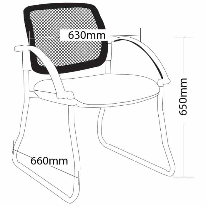 Gamma Sled Frame Chair with Arms, Dimensions