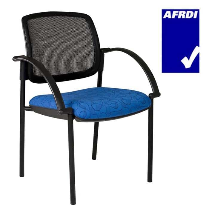 Gamma Visitor Chair Black 4 Leg Frame with Arms, Black Mesh Back