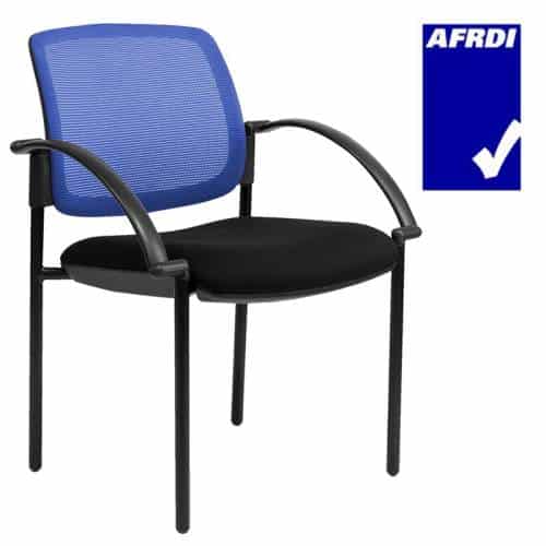 Gamma Visitor Chair Black 4 Leg Frame with Arms, Blue Mesh Back