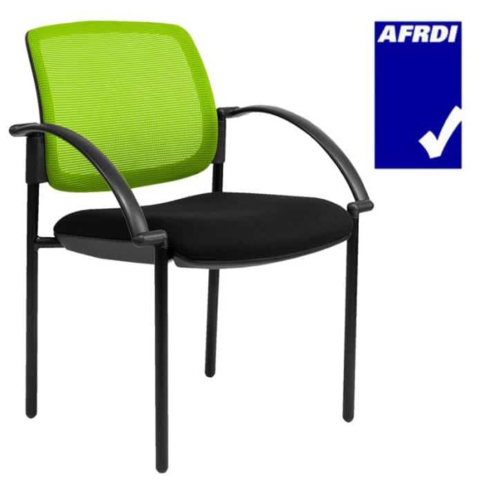 Gamma Visitor Chair Black 4 Leg Frame with Arms, Lime Mesh Back