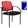 Gamma Visitor Chair Black 4 Leg Frame with Arms, Red Mesh Back