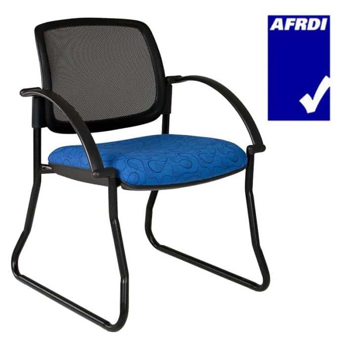 Gamma Visitor Chair Black Sled Frame with Arms, Black Mesh Back
