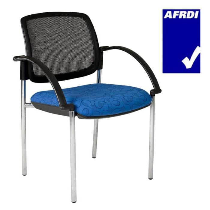Gamma Visitor Chair Chrome 4 Leg Frame with Arms, Black Mesh Back