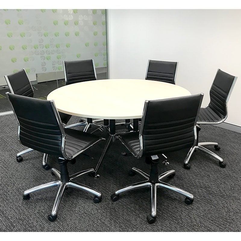 Round Meeting Table with Black Aria Medium Back Chairs