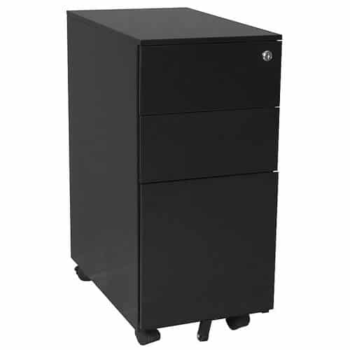 Secure Slimline Mobile Drawer Unit, Black