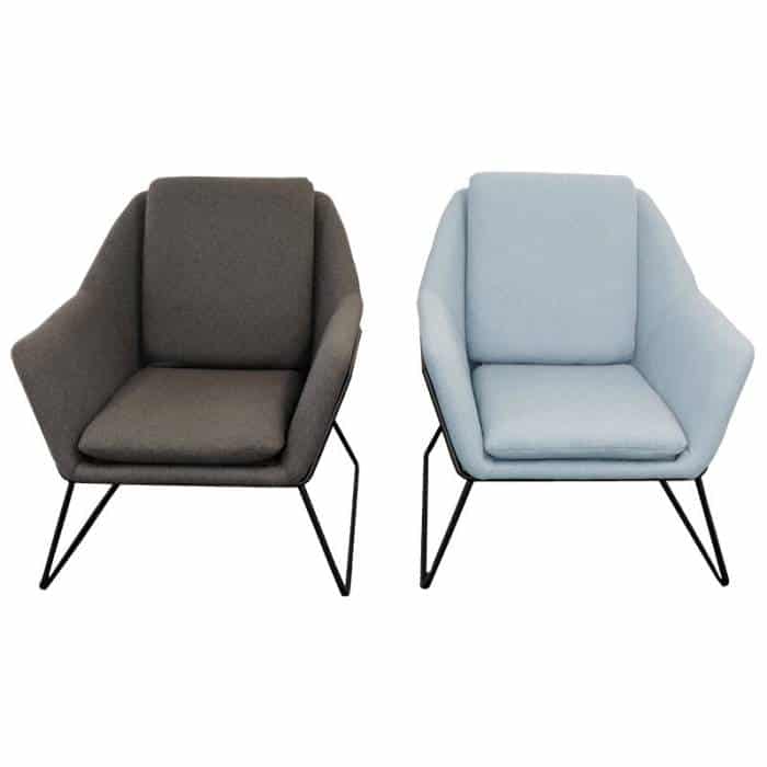 Arrow Chairs, Charcoal and Blue, Front View