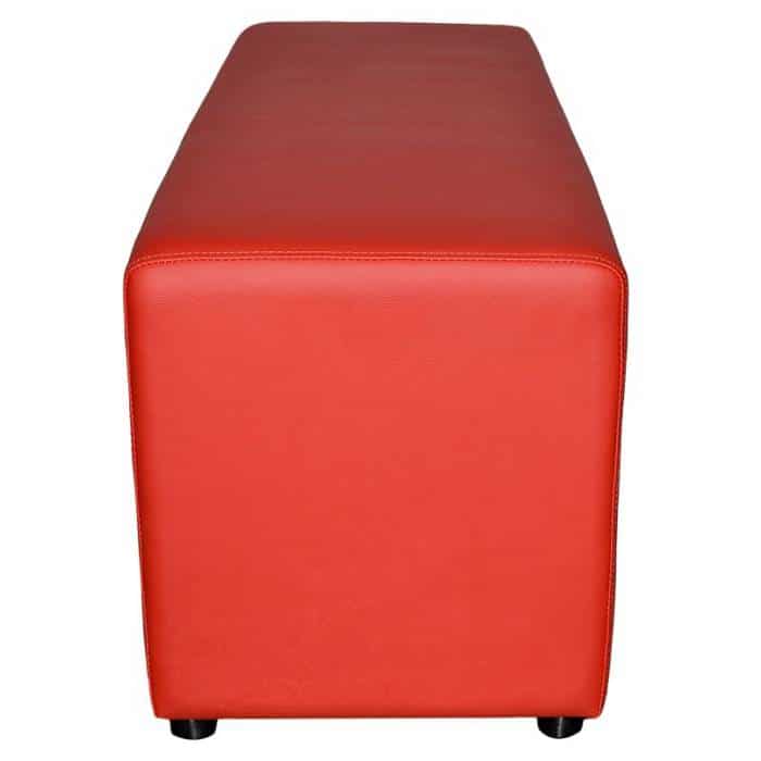 Cameo Large Ottoman, End View, Red Vinyl