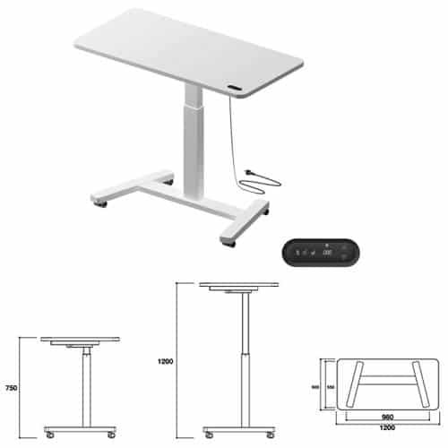 Personal Portable Electric Height Adjustable Desk with Dimensions