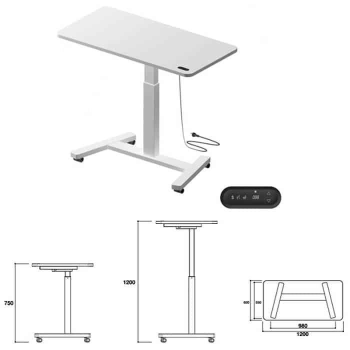 Personal Portable Electric Height Adjustable Desk with Dimensions