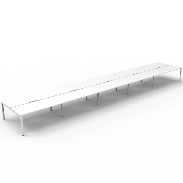Elite 10-Way Desk Pod, Natural White Desk Tops, White Under Frame, No Screen Dividers