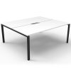 Elite 2-Way Desk Pod, Natural White Desk Tops, Black Under Frame, No Screen Divider