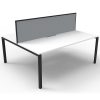 Elite 2-Way Desk Pod, Natural White Desk Tops, Black Under Frame, with Grey Screen Divider