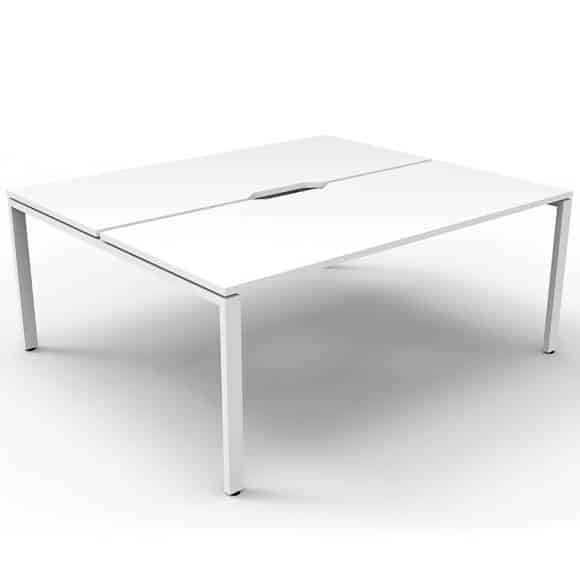 Elite 2-Way Desk Pod, Natural White Desk Tops, White Under Frame, No Screen Divider