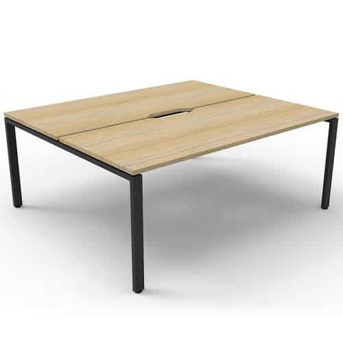 Elite 2-Way Desk Pod, Natural Oak Desk Tops, Black Under Frame, No Screen Divider