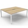 Elite 2-Way Desk Pod, Natural Oak Desk Tops, White Under Frame, No Screen Divider