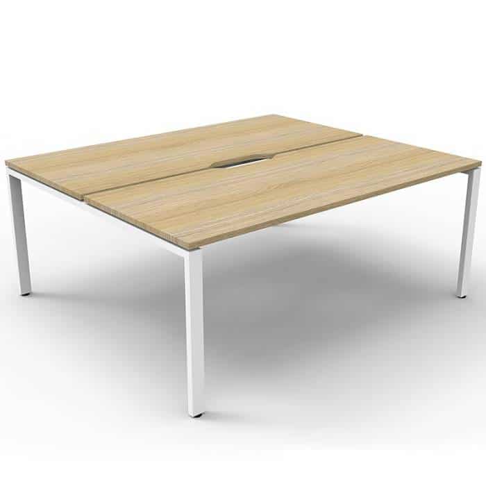 Elite 2-Way Desk Pod, Natural Oak Desk Tops, White Under Frame, No Screen Divider