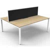 Elite 2-Way Desk Pod, Natural Oak Desk Tops, White Under Frame, with Grey Screen Divider