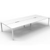 Elite 4-Way Desk Pod, Natural White Desk Tops, White Under Frame, No Screen Dividers